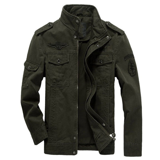 Herren Leichte Canvas-Utilityjacke im Military‑Look mit Stehkragen, Epauletten und Brustpattentaschen Nord Taschen