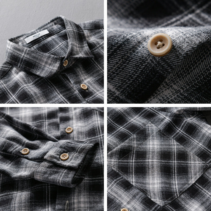 Herren Kariertes Flanell-Overshirt mit weicher Baumwollstruktur, Brusttasche und Relaxed-Fit Nord Taschen
