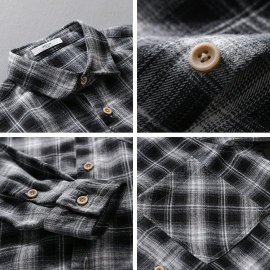 Herren Kariertes Flanell-Overshirt mit weicher Baumwollstruktur, Brusttasche und Relaxed-Fit Nord Taschen