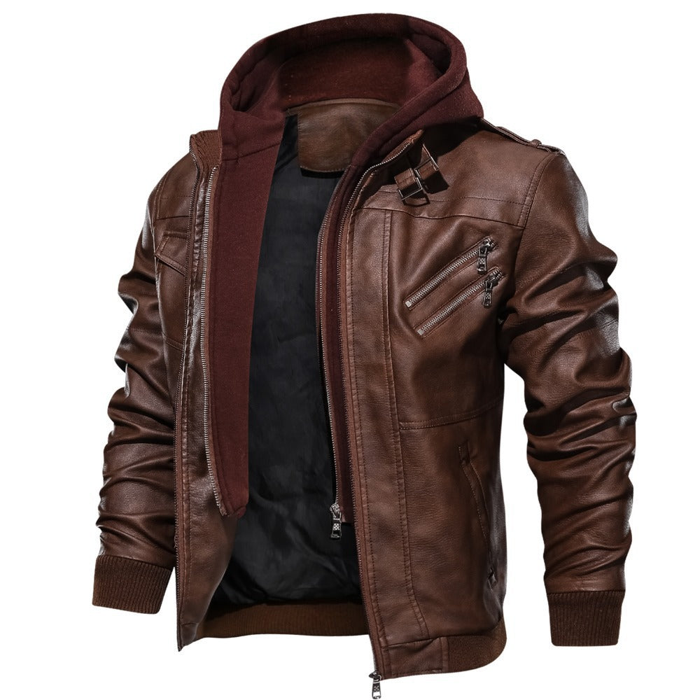 Herren Piloten-Blouson aus Kunstleder mit integriertem Kapuzen-Inlay und Zipper-Details Nord Taschen