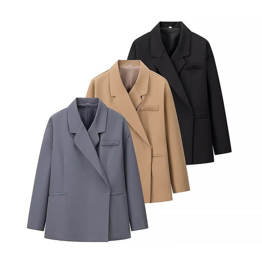 Damen Oversize-Kastenblazer mit schlichten Leistentaschen und weitem Revers Nord Taschen