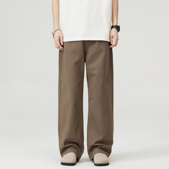 Herren Weite Baumwoll‑Twill‑Hose mit hohem Bund und geradem Bein Nord Taschen