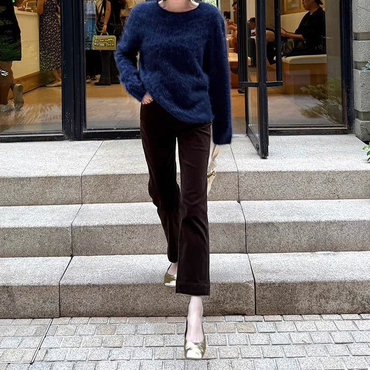 Damen Weicher Mohair-Pullover mit weitem Schnitt Nord Taschen