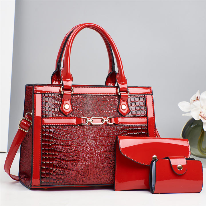Damen elegante Handtasche mit hochwertiger Kroko-Prägung und abnehmbarer Clutch Nord Taschen