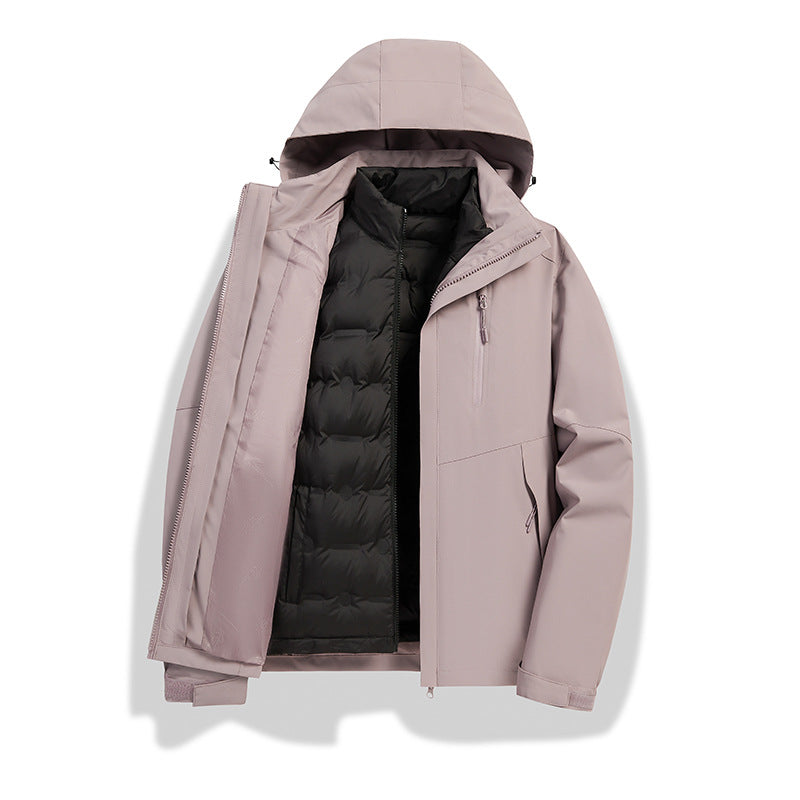 Damen 2-in-1 wasserdichte Winterjacke mit abnehmbarer Daunen-Innenweste Nord Taschen