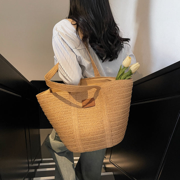Damen Strandtasche aus gewebtem Naturmaterial mit großzügigem Stauraum Nord Taschen
