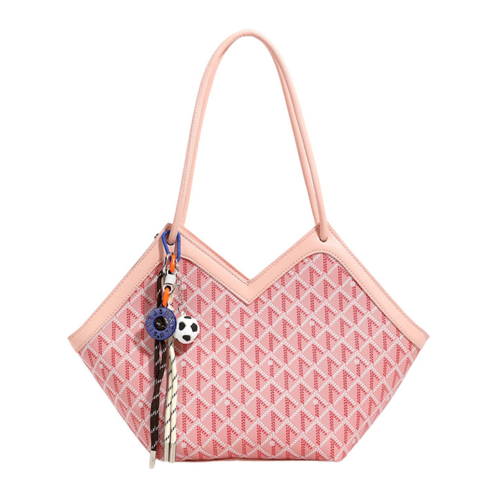 Damen Shopper Tasche mit modernem Karomuster und exquisiten Details Nord Taschen