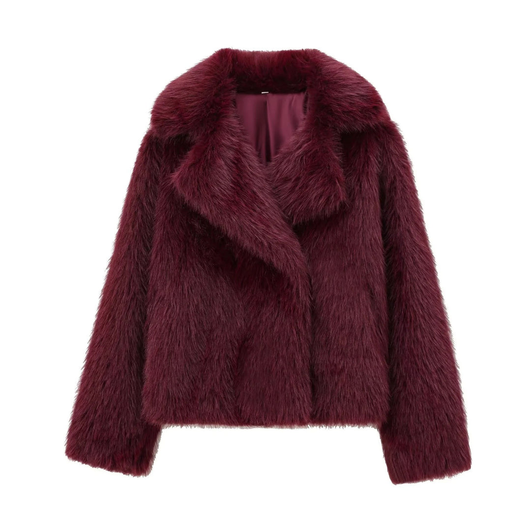 Damen 100+ kurze Kunstfelljacke mit Reverskragen, weichem Teddyfell und verdeckter Druckknopfleiste Nord Taschen