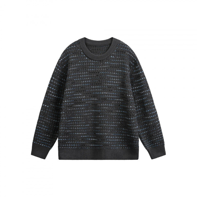 Unisex Feinstrickpullover mit strukturierter Streifenoptik und Rundhalsausschnitt Nord Taschen