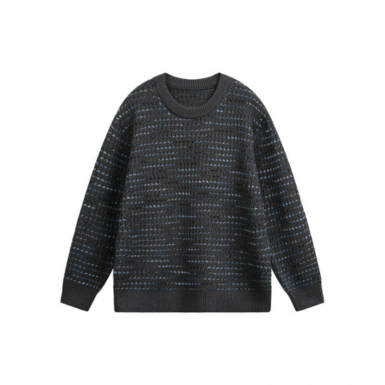 Unisex Feinstrickpullover mit strukturierter Streifenoptik und Rundhalsausschnitt Nord Taschen
