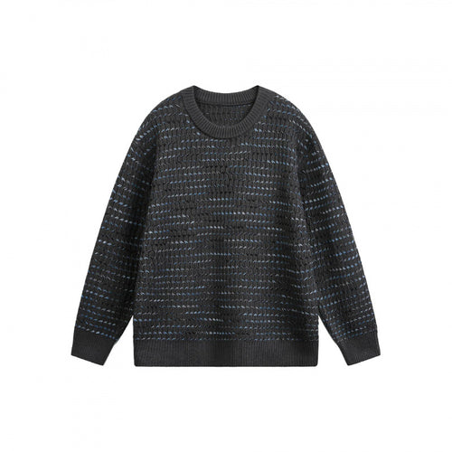 Unisex Feinstrickpullover mit strukturierter Streifenoptik und Rundhalsausschnitt Nord Taschen