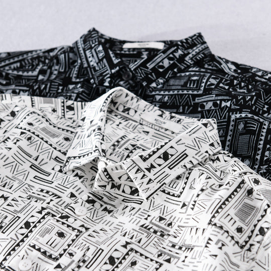 Herren Langarmhemd im Overshirt-Stil mit geometrischem Ethno‑Print Nord Taschen