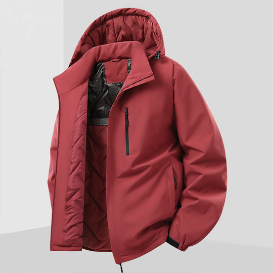 Herren Leichte isolierte Hybrid-Outdoorjacke mit Thermofutter, Kapuze und wasserdichten Reißverschlüssen Nord Taschen