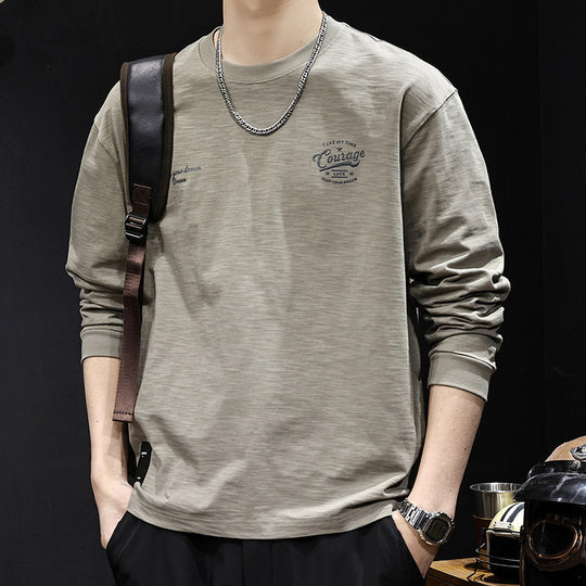 Herren Langarmshirt aus Baumwollmix mit subtiler Waschstruktur und Rundhalsausschnitt Nord Taschen