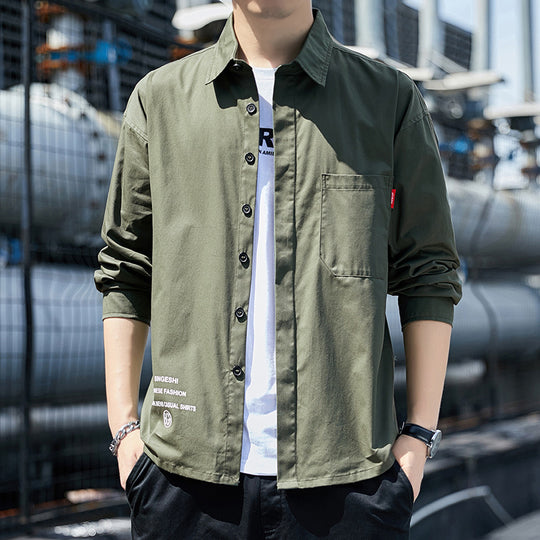 Herren Oversized-Hemdjacke im Casual-Worker-Stil mit Brusttasche und durchgehender Knopfleiste Nord Taschen