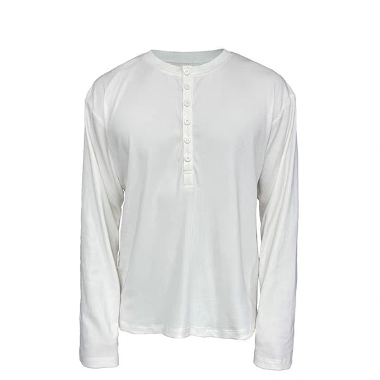 Herren Leichtes Henley-Longsleeve aus Feinrippen‑Jersey mit Knopfleiste und Regular‑Fit Nord Taschen