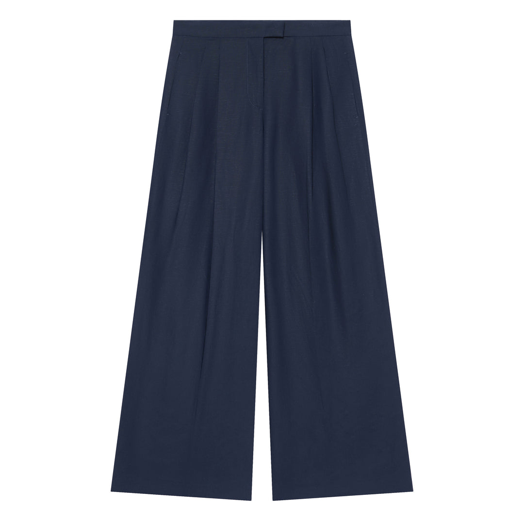 Damen weite High‑Waist Culottehose mit Bundfalten und verdecktem Verschluss Nord Taschen
