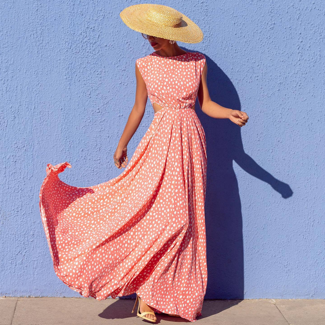 Damen Maxi-Punktkleid mit raffiniertem Schnitt und eleganten Details Nord Taschen