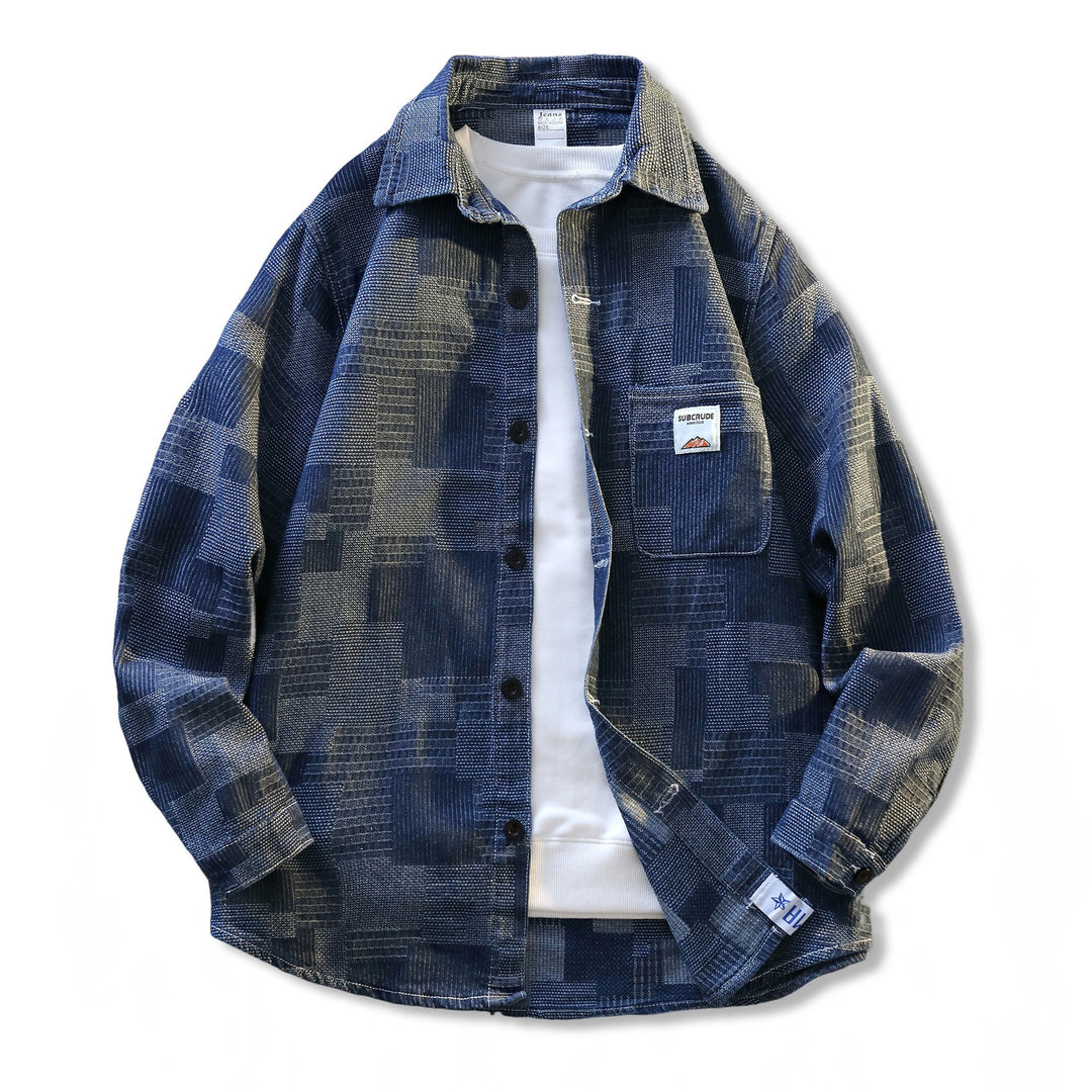 Herren Strukturierte Overshirt‑Hemdjacke aus Cord mit aufgesetzter Brusttasche Nord Taschen