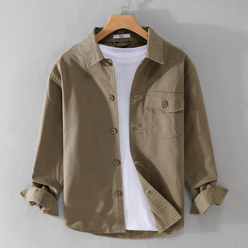 Herren Relaxed-Fit Baumwoll-Overshirt mit Brustpatte und Hemdkragen Nord Taschen