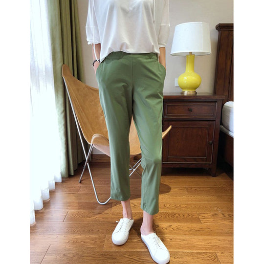 Damen Hochtaillierte knöchellange Chinohose mit schmal zulaufender Tapered-Silhouette und Stretchbund Nord Taschen