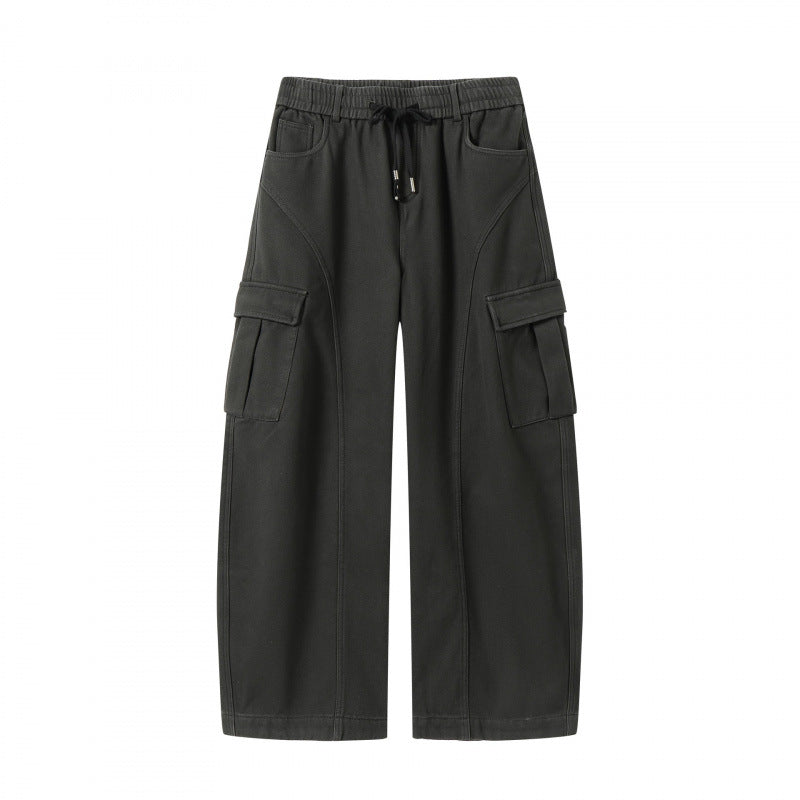 Damen Weite Cargo-Hose mit Tunnelzugbund, aufgesetzten Pattentaschen und weitem Bein Nord Taschen