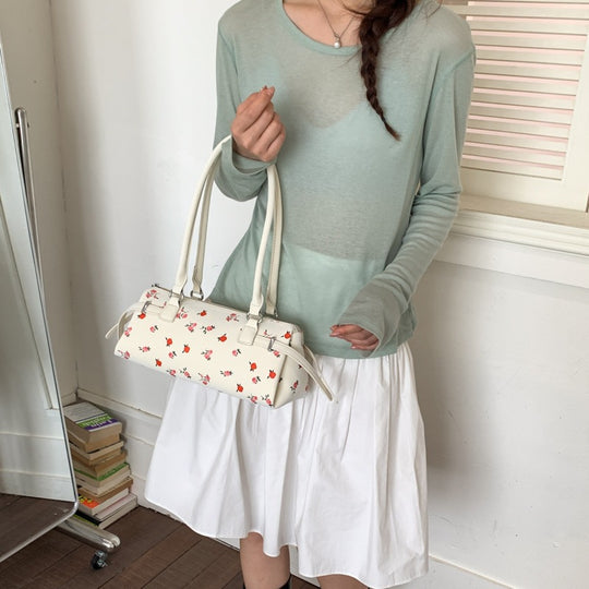 Damen modische Umhängetasche aus Denim mit floralen Stickereien Nord Taschen
