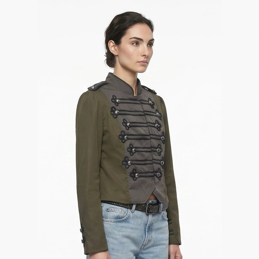 Damen Kurz geschnittener militärinspirierter Blouson mit Zierkordeln Nord Taschen