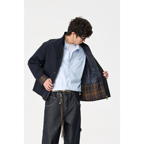 Herren Kurz geschnittene Canvas‑Fieldjacke mit Cordkragen und verdeckter Druckknopfleiste Nord Taschen