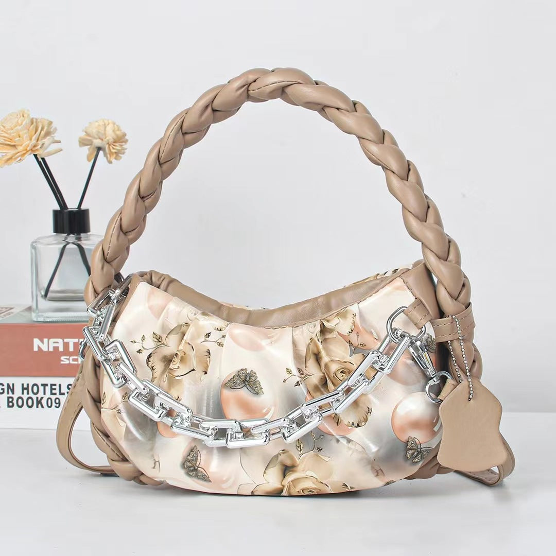 Damen modische Handtasche mit raffiniertem Blumendesign und Kettenakzent Nord Taschen