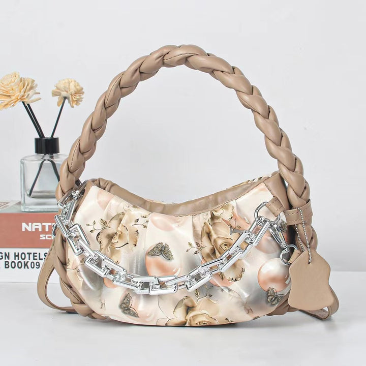 Damen modische Handtasche mit raffiniertem Blumendesign und Kettenakzent Nord Taschen