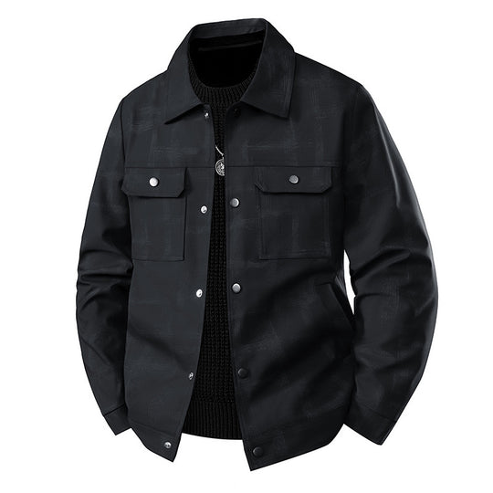 Herren Leichte Overshirt-Jacke mit dezenter Reptilprägung und Druckknopfverschluss Nord Taschen