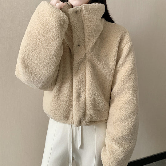Damen nan kurze wattierte Jacke mit hochschließendem Schalkragen und Teddybündchen Nord Taschen