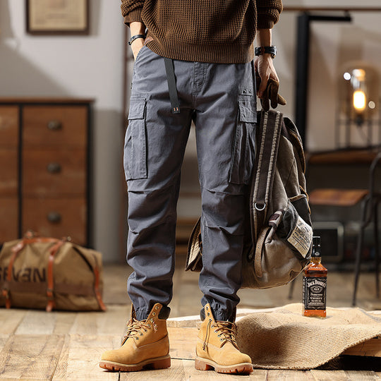 Herren Utility-Cargo-Hose mit verstellbarem Gürtelbund, Mehrfachtaschen und elastischem Saum Nord Taschen
