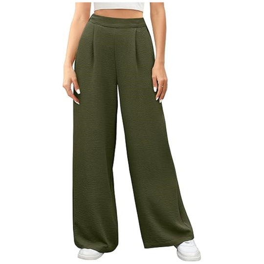 Damen hochtaillierte weite Palazzo-Hose mit Strukturstoff Nord Taschen