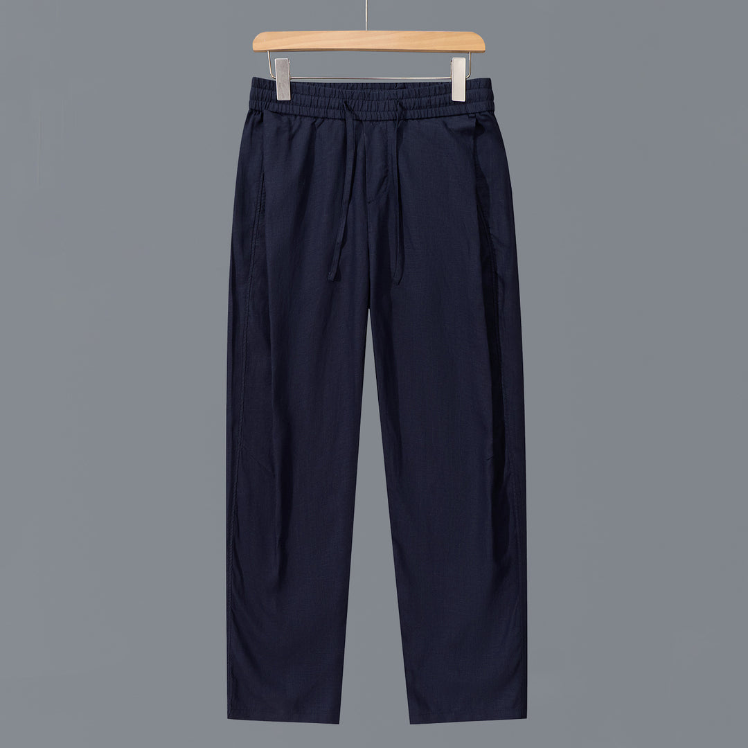Herren Leinen-Baumwollhose mit elastischem Bund und Tunnelzug Nord Taschen