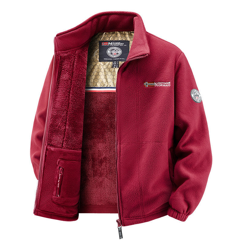 Damen Thermo-Fleecejacke mit wärmendem Teddyfutter, Stehkragen und Reißverschlusstaschen Nord Taschen