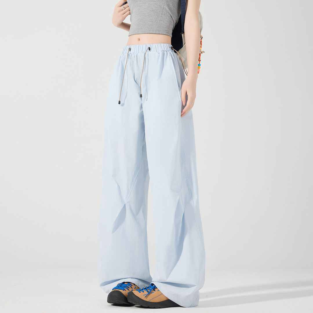 Damen weite technische Cargohose mit Kordelzugbund Nord Taschen