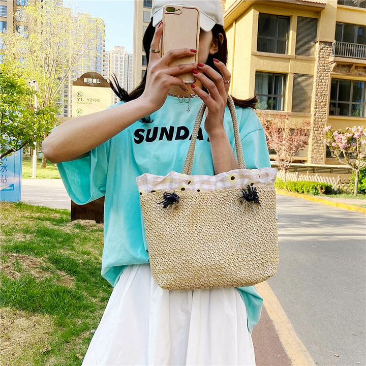 Damen Strandtasche mit blumigen Akzenten und robusten Tragegriffen Nord Taschen