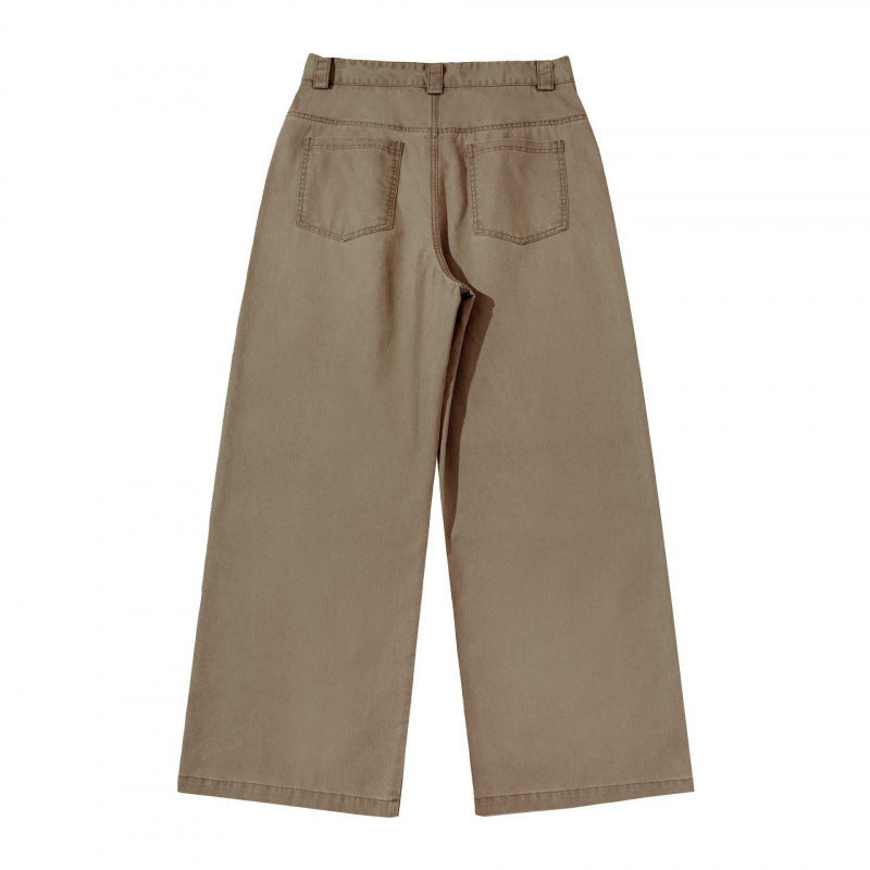 Damen weite Cargo‑Hose mit Stufennaht, hoher Taille und breitem Bein Nord Taschen