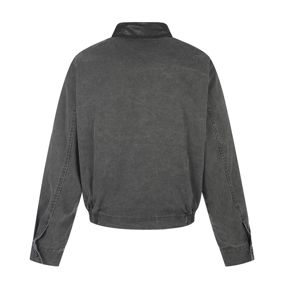 Herren Kurz geschnittener Boxy-Blouson mit asymmetrischer Knopfleiste, Taillengürtel und Kontrastkragen Nord Taschen