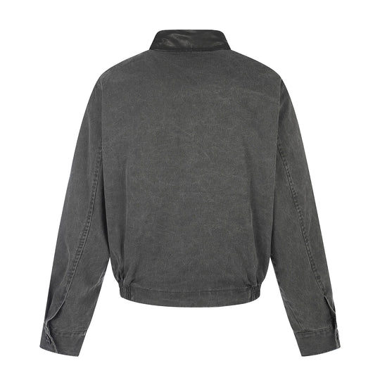 Herren Kurz geschnittener Boxy-Blouson mit asymmetrischer Knopfleiste, Taillengürtel und Kontrastkragen Nord Taschen