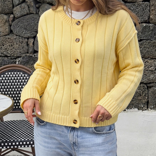 Damen Strickjacke mit Knopfdetails und feiner Rippstruktur Nord Taschen