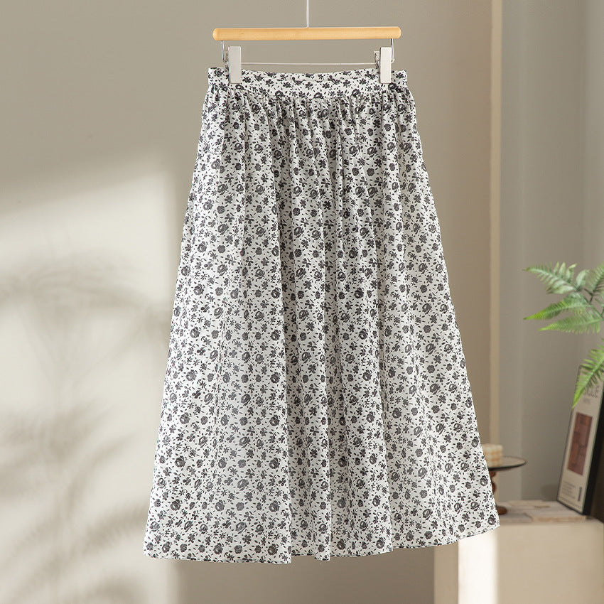 Damen Midirock mit gerafftem Bund und kleinem Blumenprint Nord Taschen