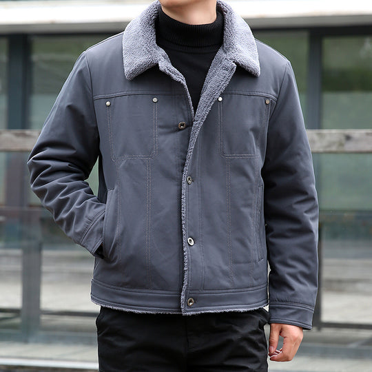 Herren Kurzjacke mit Teddyfutter und Umlegekragen, winddichte Übergangsjacke Nord Taschen