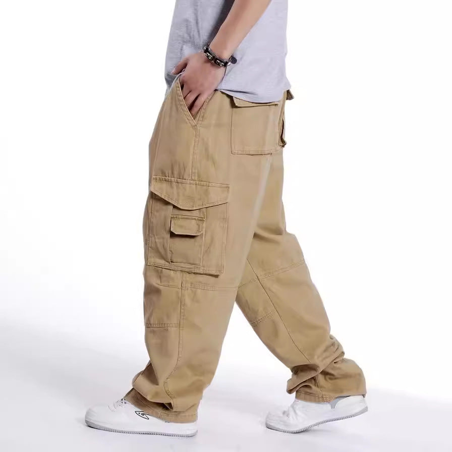 Herren Baggy-Cargohhose mit weitem Bein und Multifunktionstaschen Nord Taschen