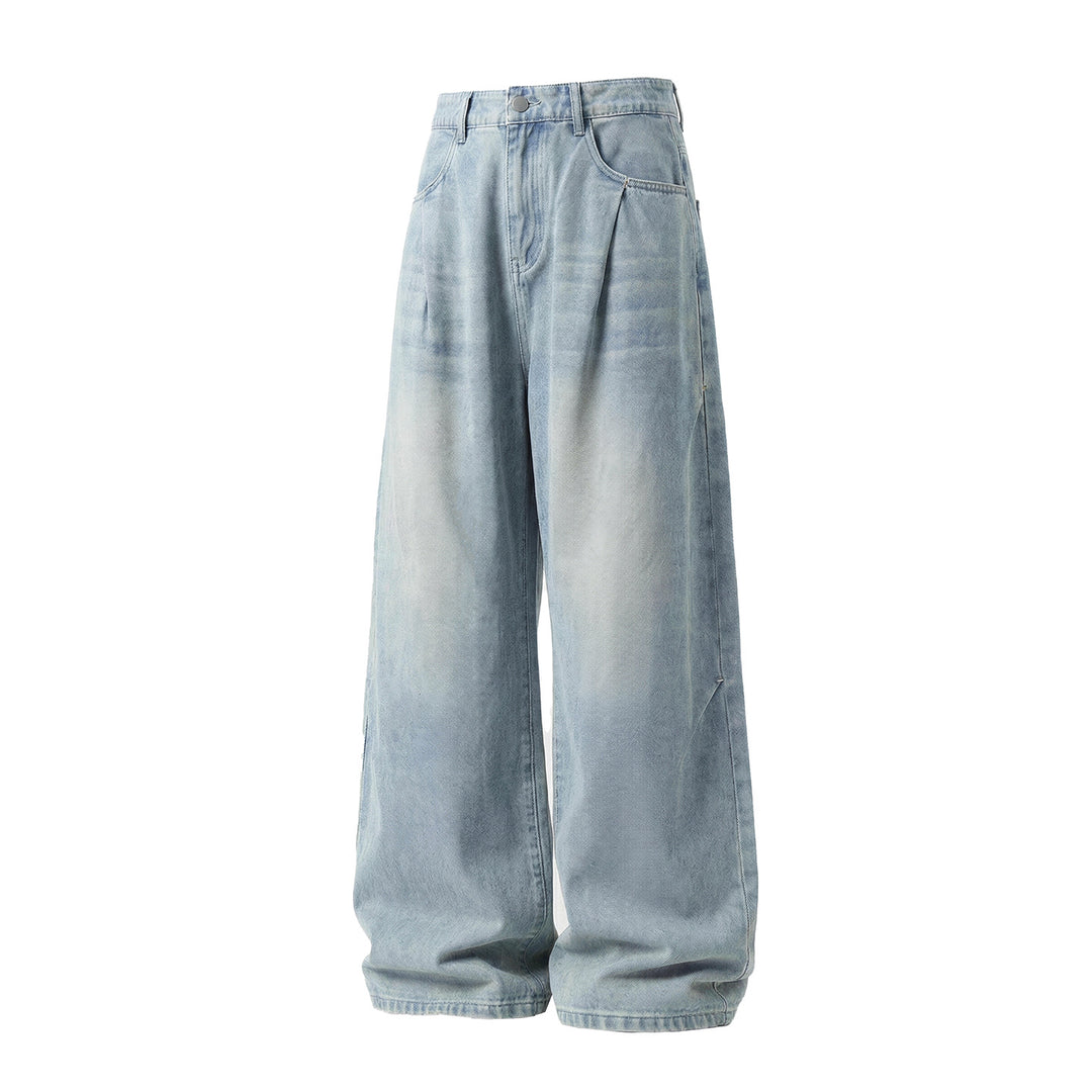 Damen Weite High-Waist Denim-Palazzohose mit vorderen Falten und lockerem Baggy-Schnitt Nord Taschen
