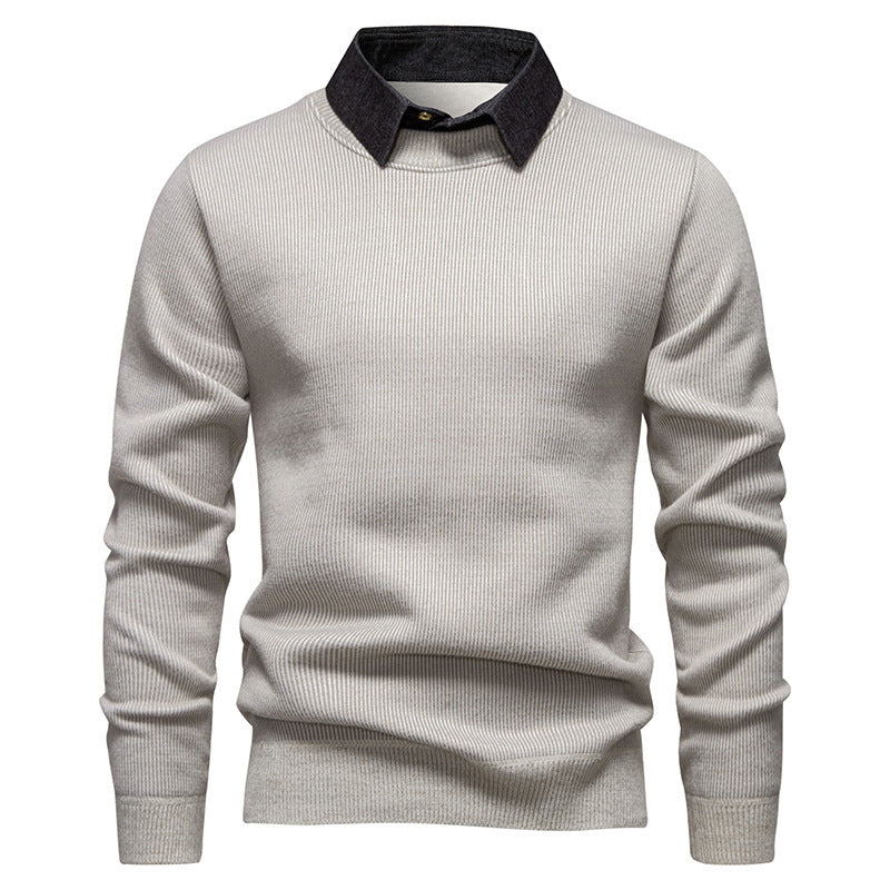 Nord Taschen | Herren Strickpullover mit Kontrastkragen