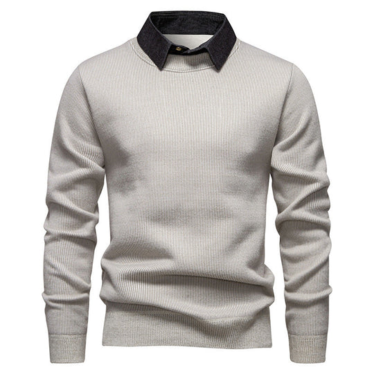 Nord Taschen | Herren Strickpullover mit Kontrastkragen