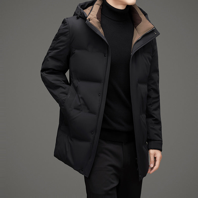 Herren Wattierte Kapuzen-Steppjacke mit verlängertem Schnitt und winddichter Membran Nord Taschen